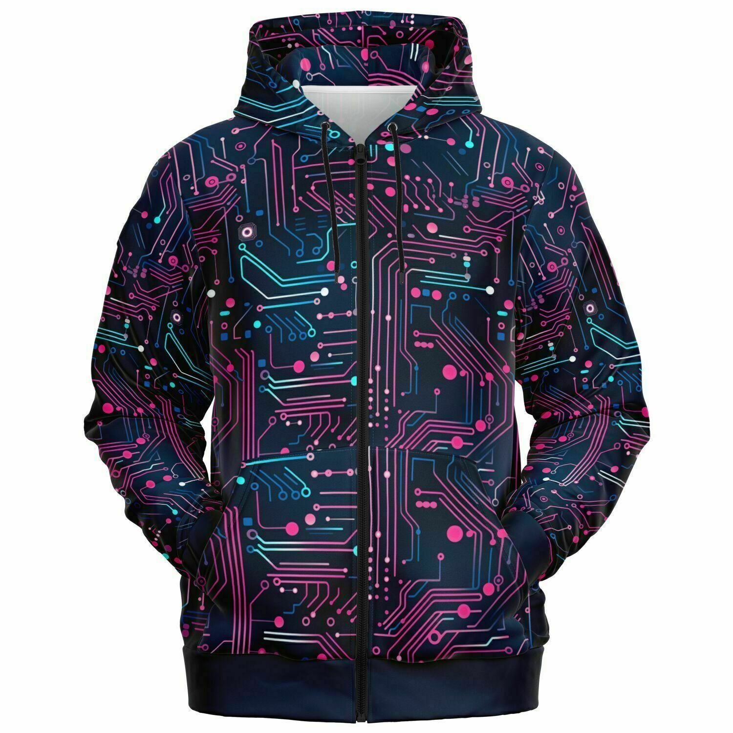 Digital (Pink & Navy) Zip-Up Hoodie