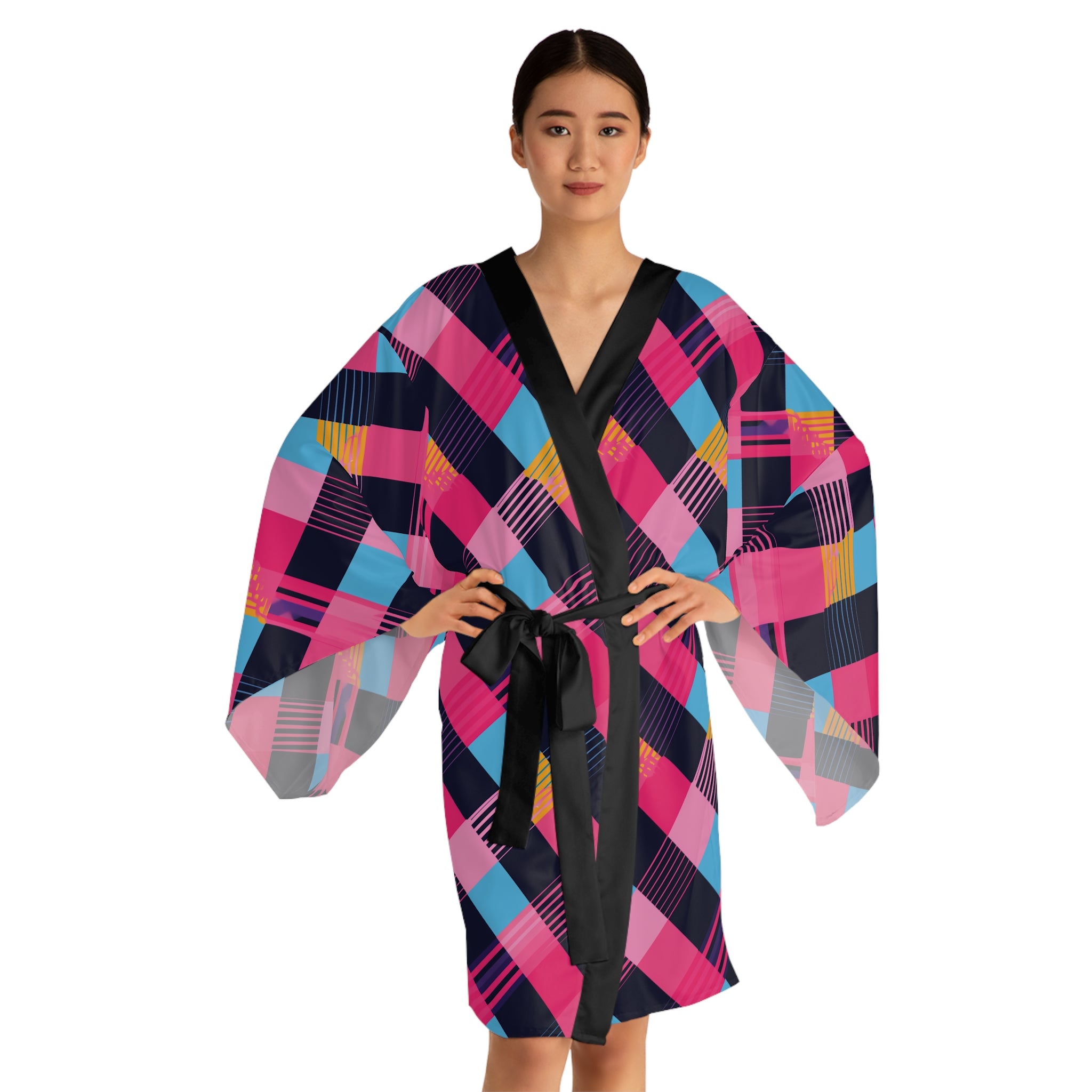 Cotton Candy Plaid Kimono Robe