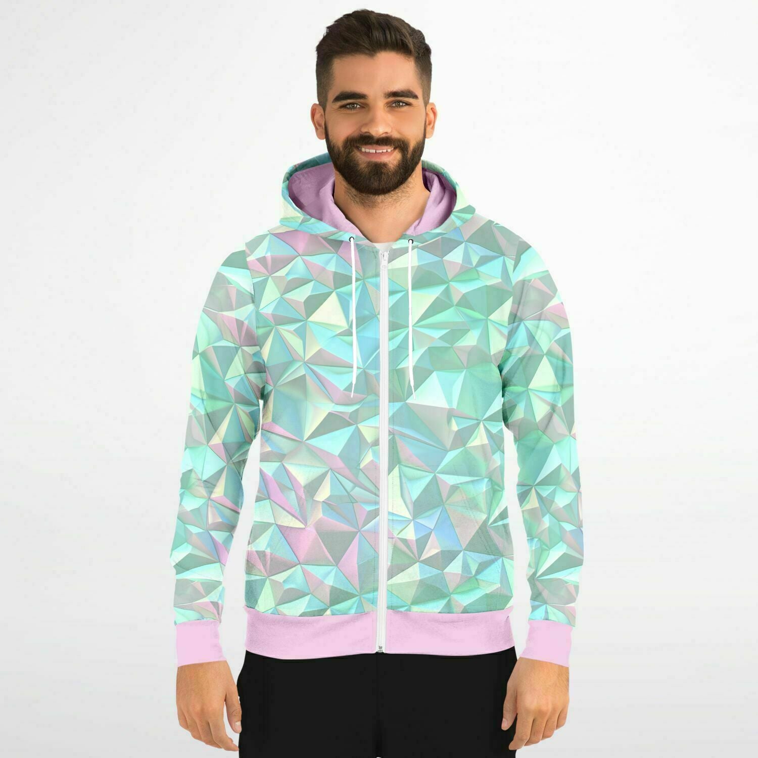 Prismatic Emerald Zip-Up Hoodie