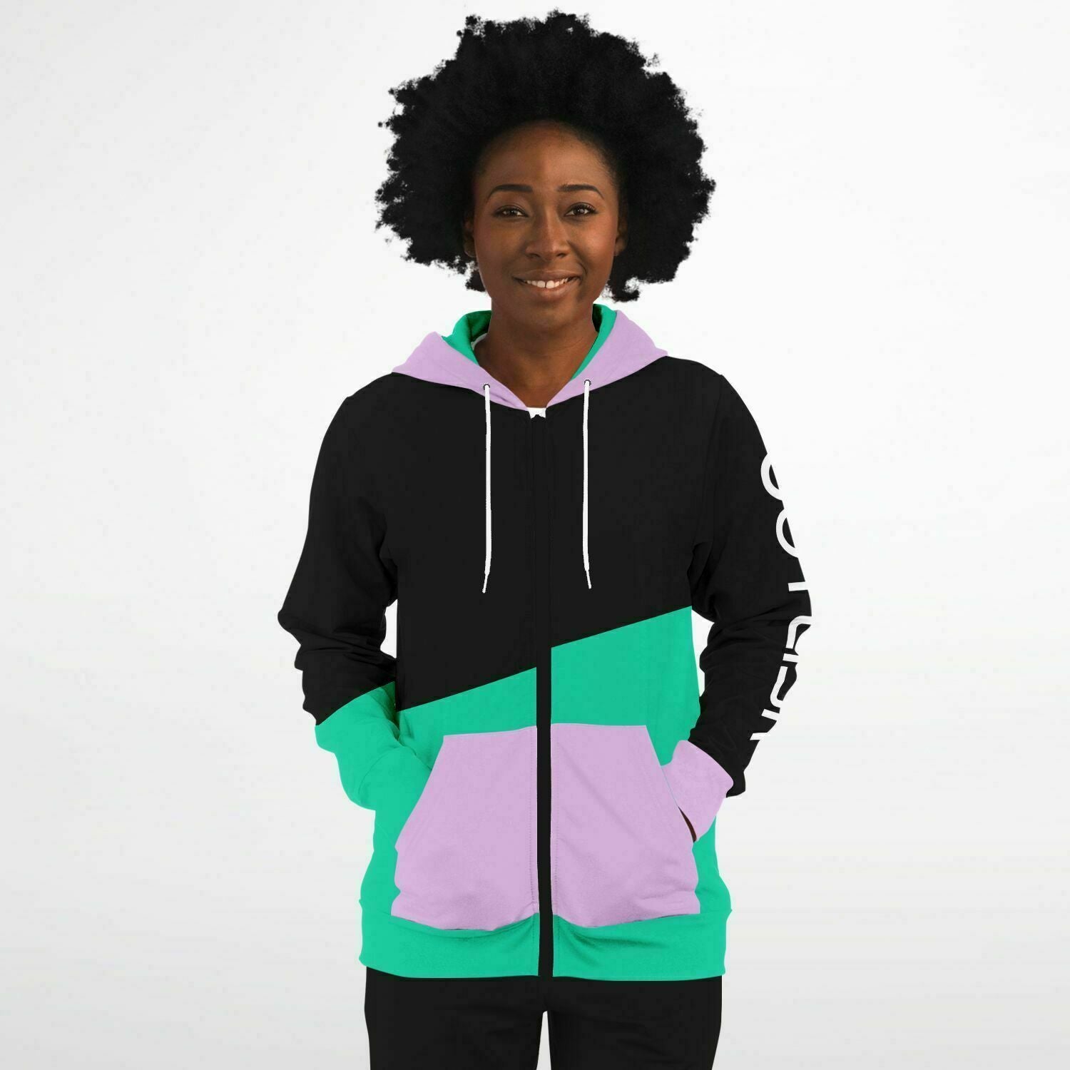 Duo Tone (Mint & Pink) Zip-Up Hoodie