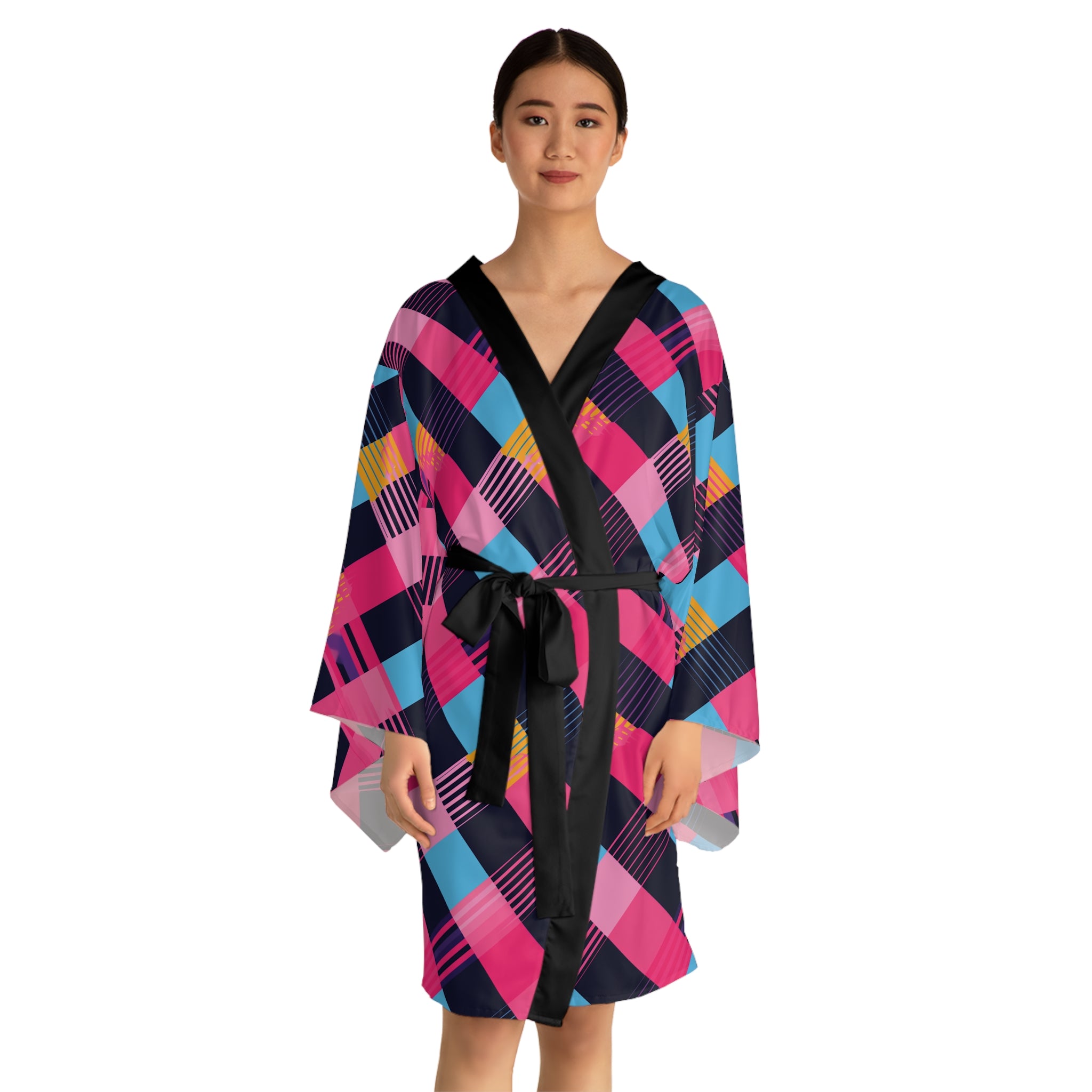 Cotton Candy Plaid Kimono Robe