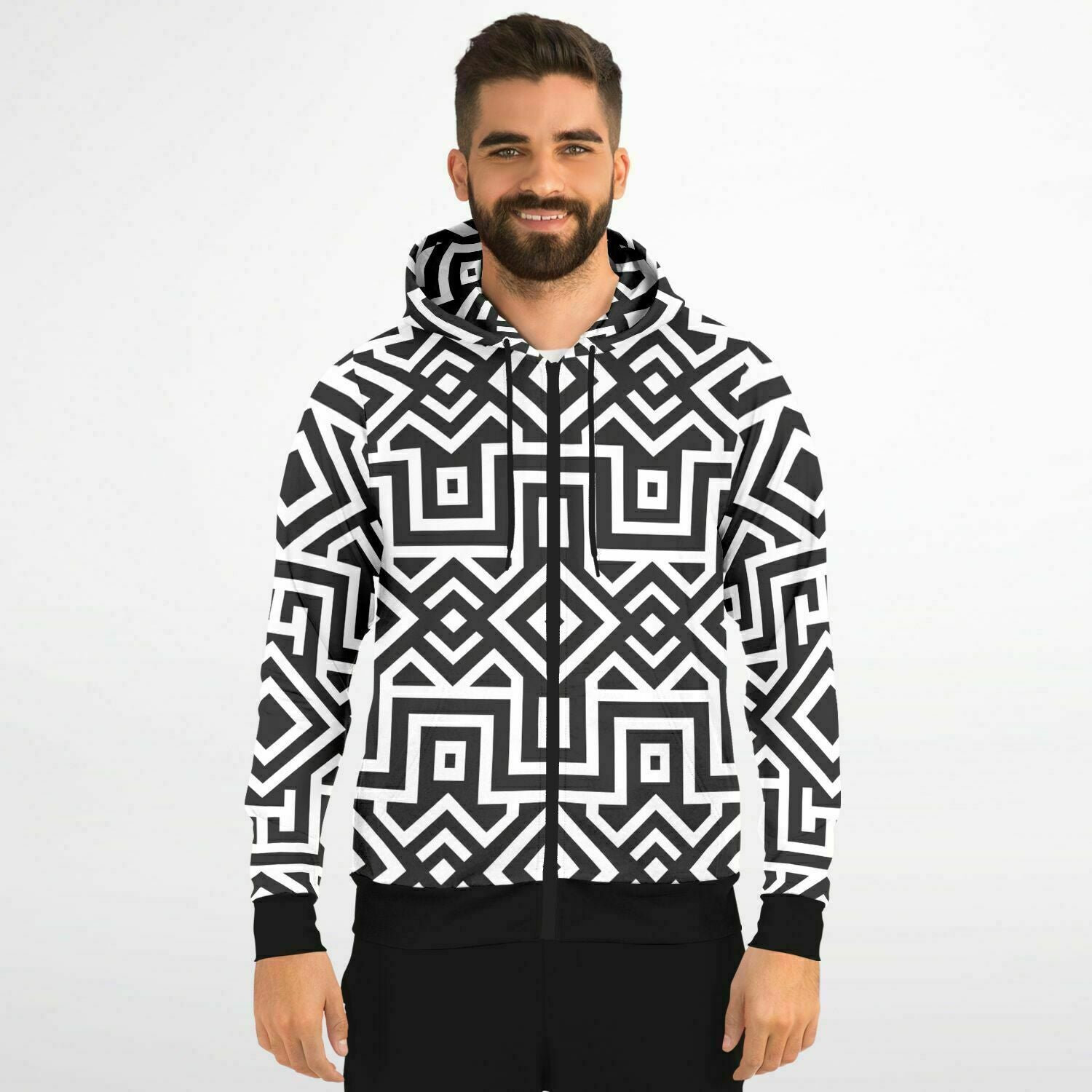 Tribal (White) Zip-Up Hoodie