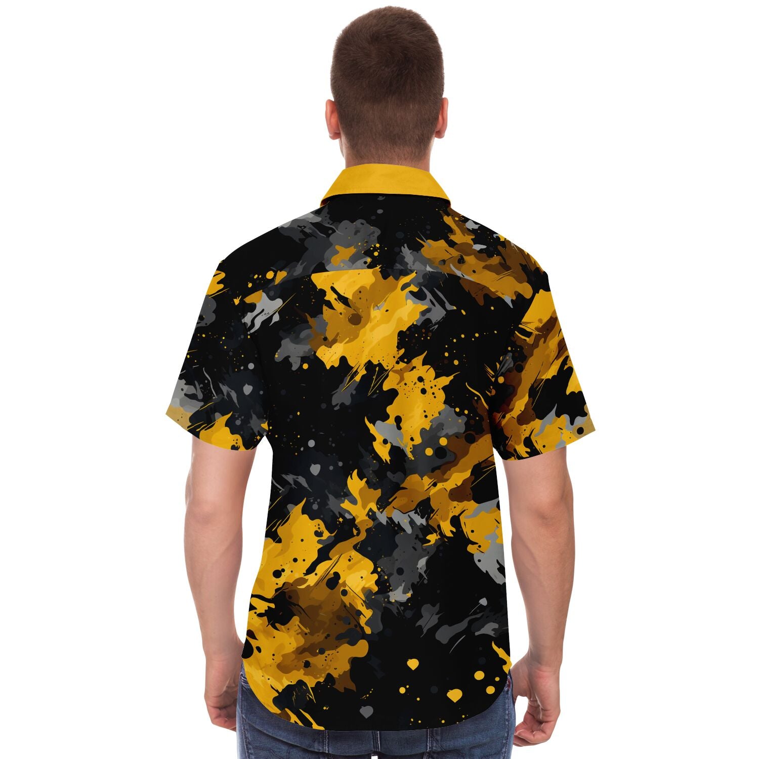 Camo (Black & Yellow) Button Down Shirt