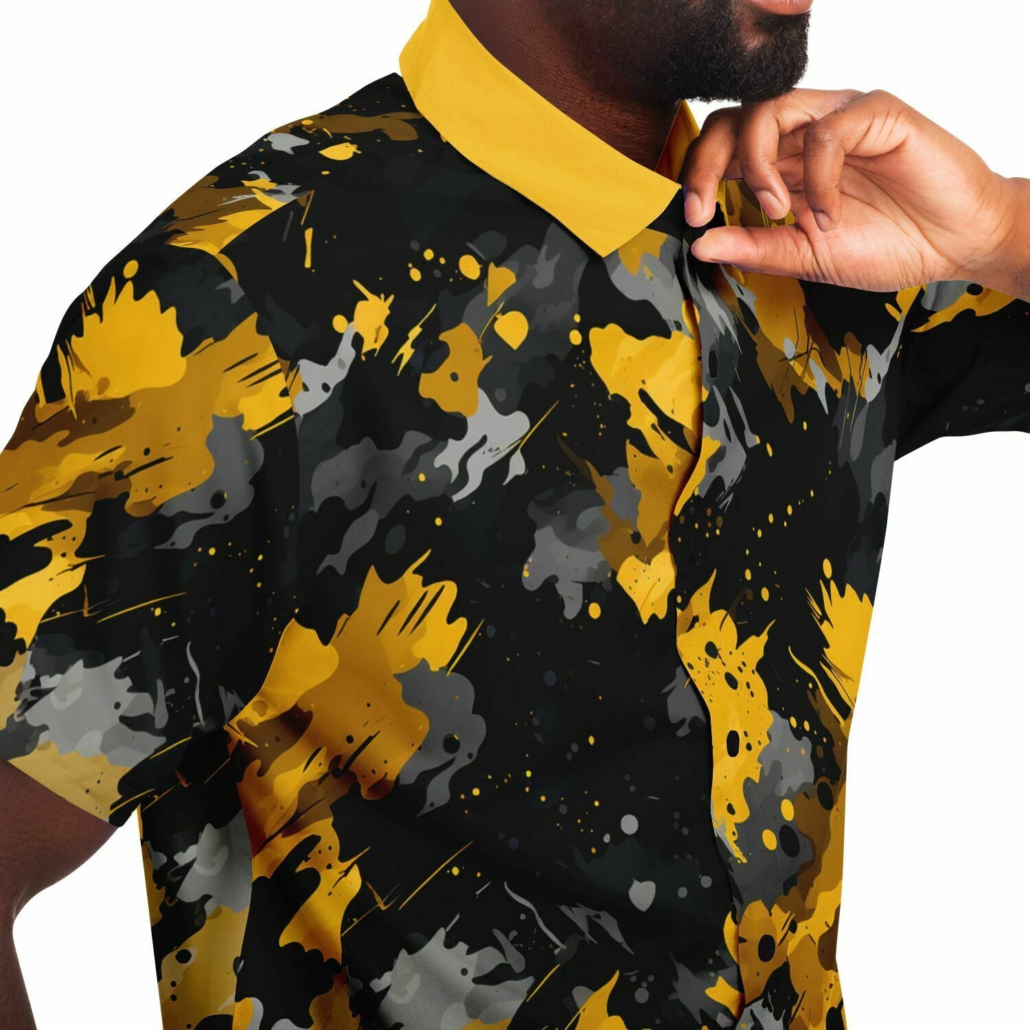 Camo (Black & Yellow) Button Down Shirt