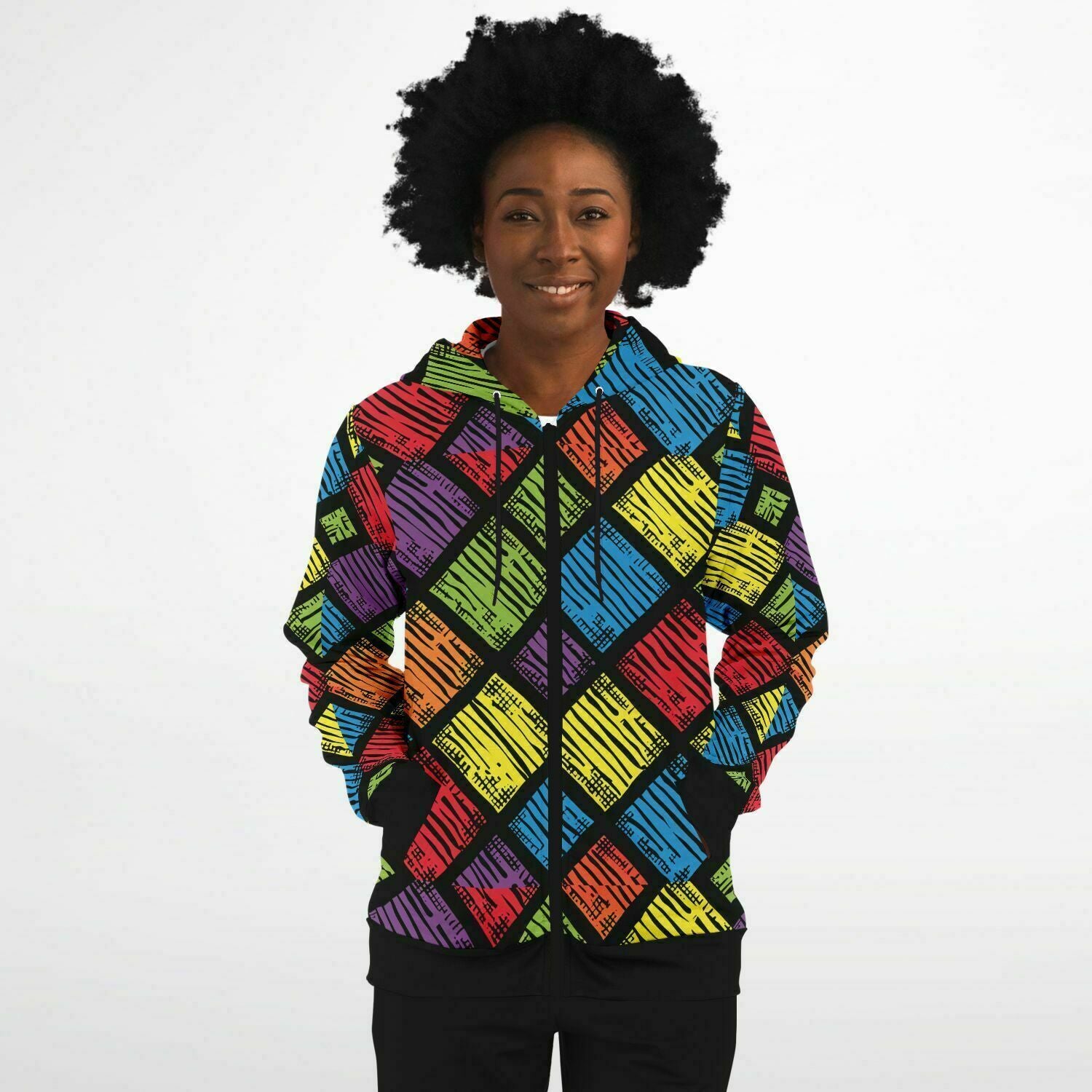 Rubix Plaid Zip-Up Hoodie