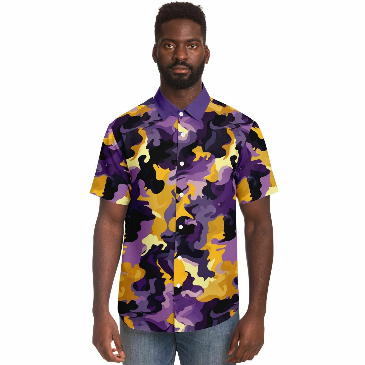 Camo (Purple & Yellow) Button Down Shirt