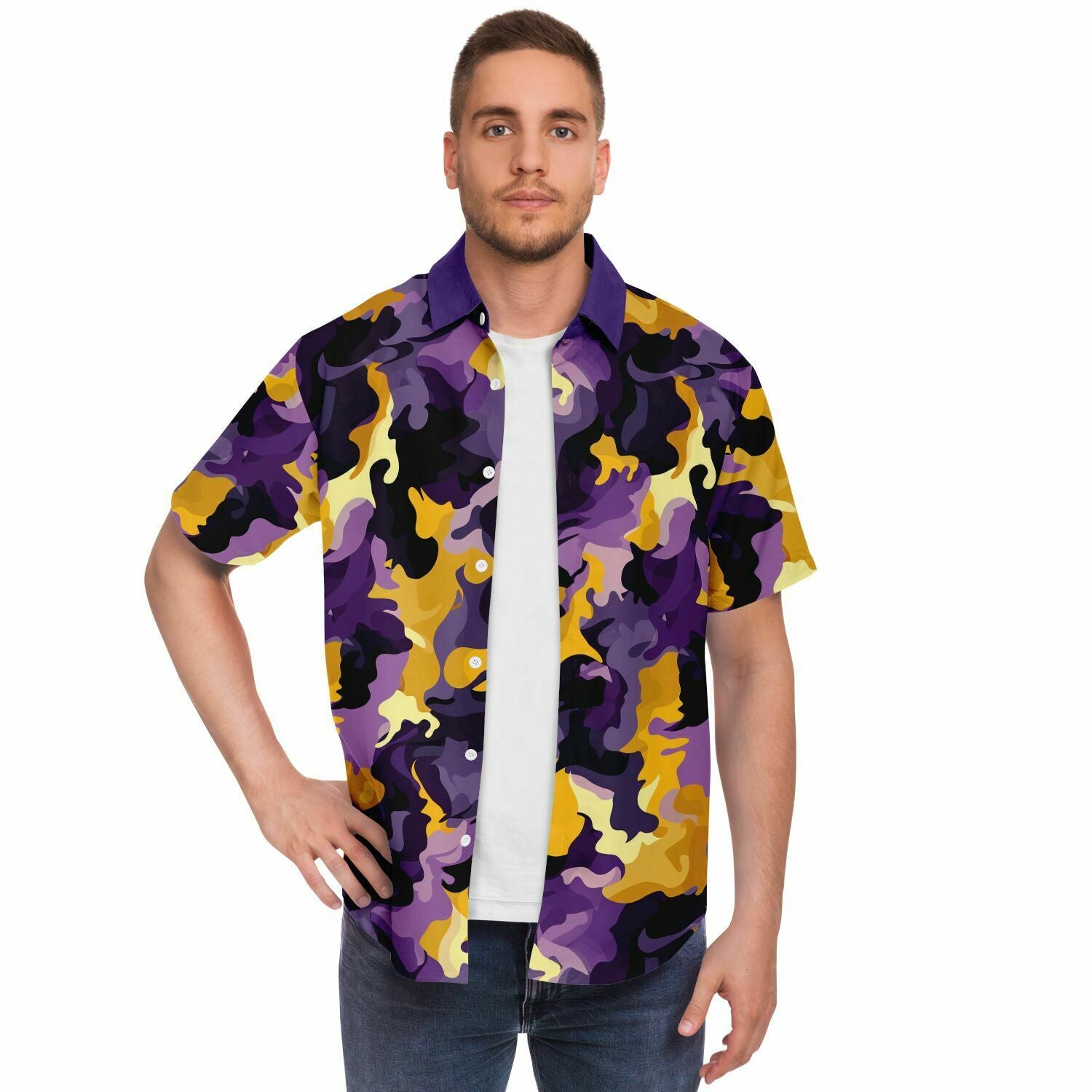 Camo (Purple & Yellow) Button Down Shirt