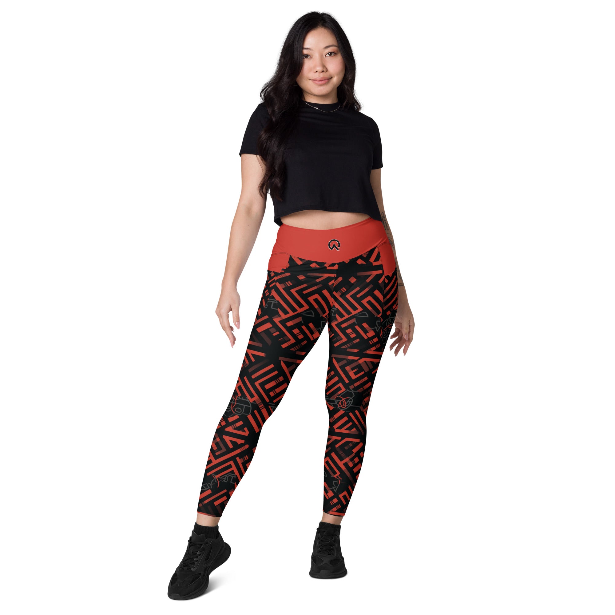 Tribal (Red) Leggings with pockets