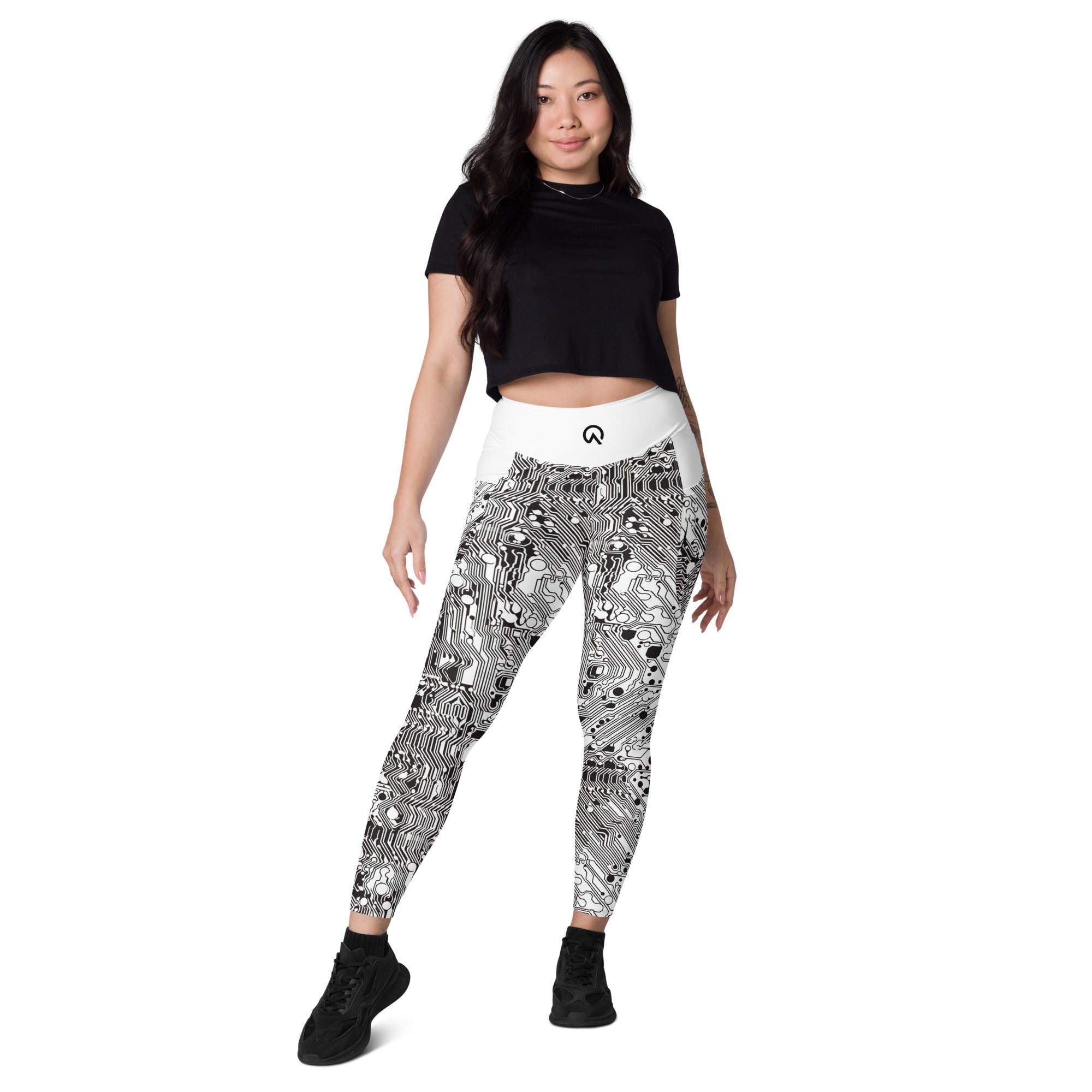 White Digital Leggings with pockets