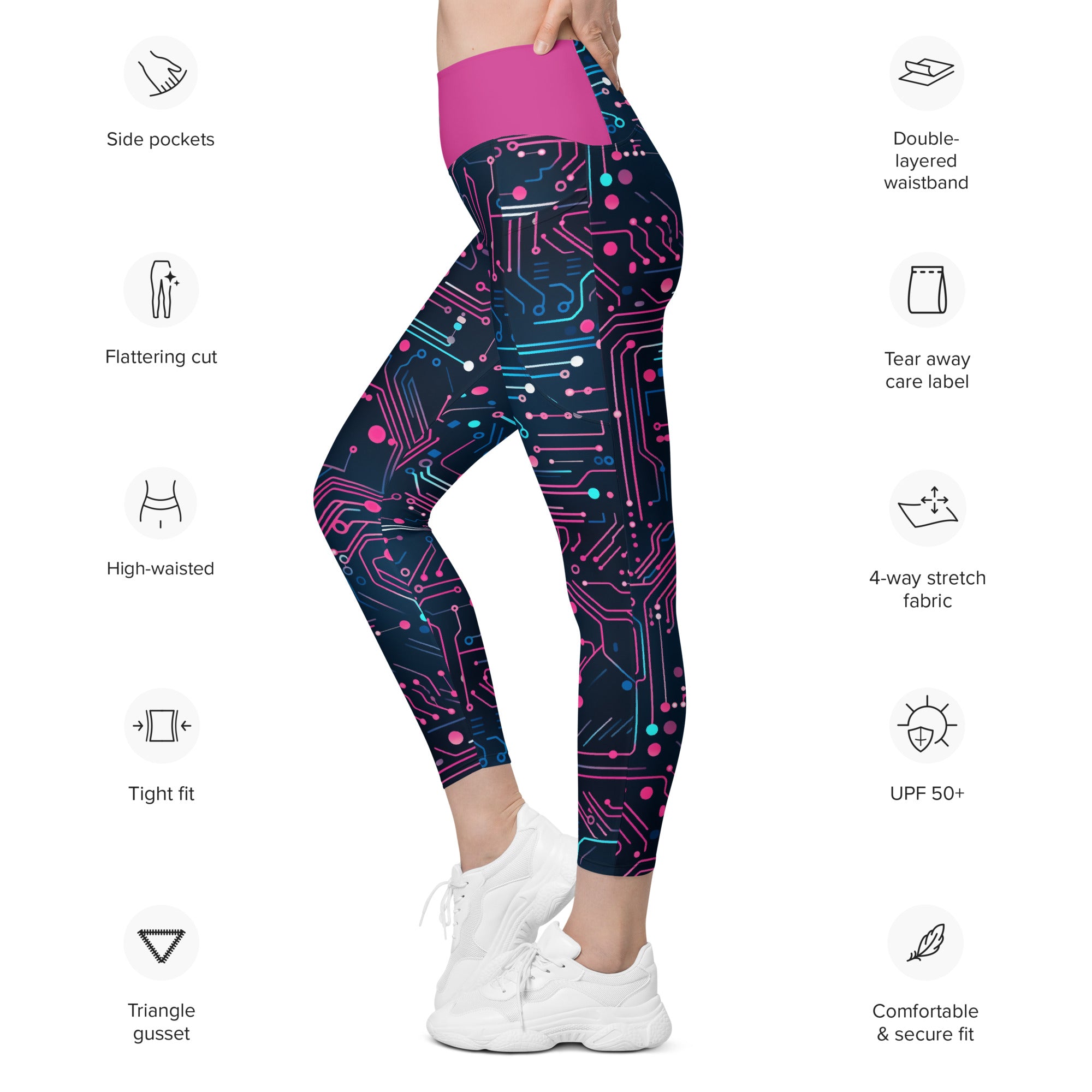 Digital (Pink & Navy) Leggings with pockets