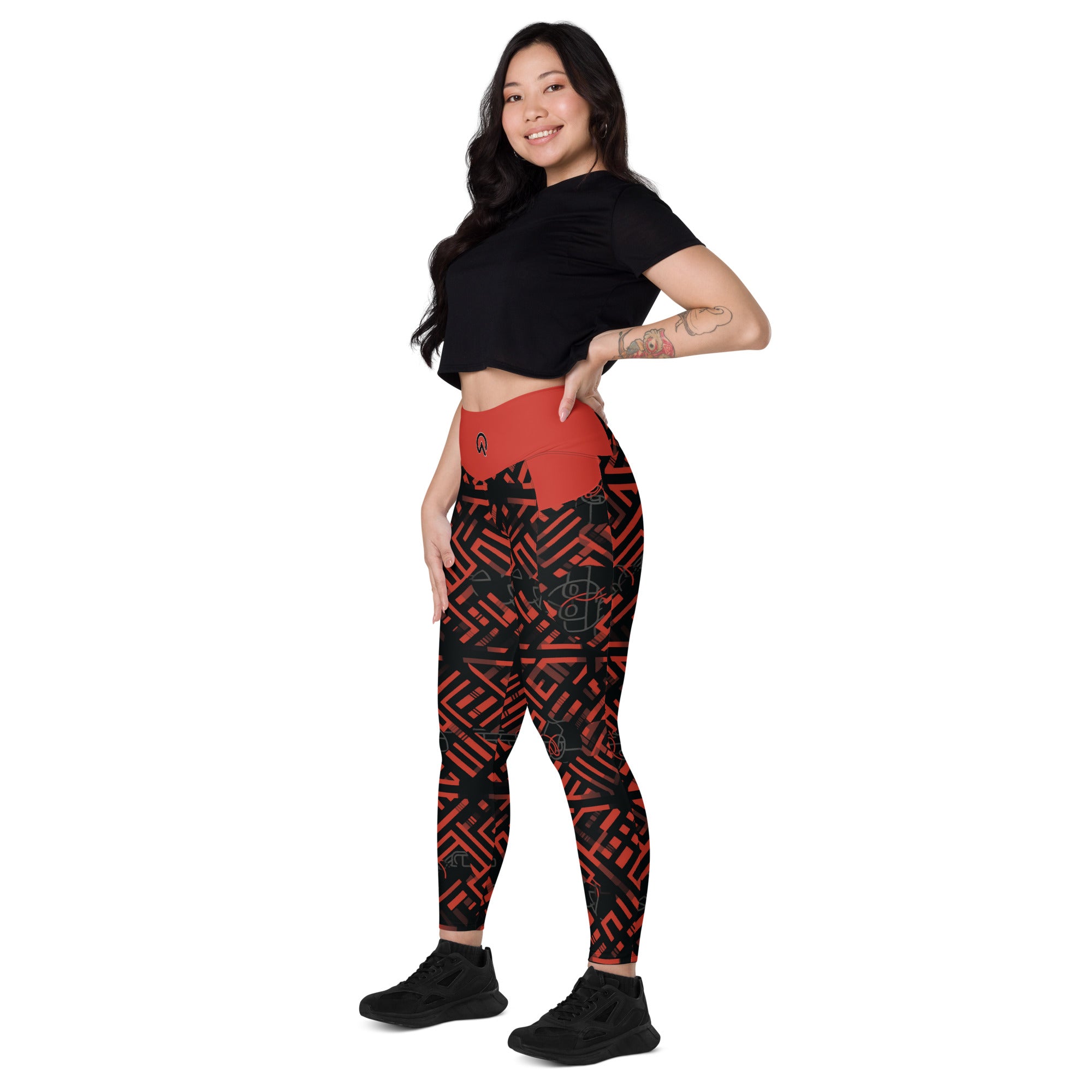 Tribal (Red) Leggings with pockets