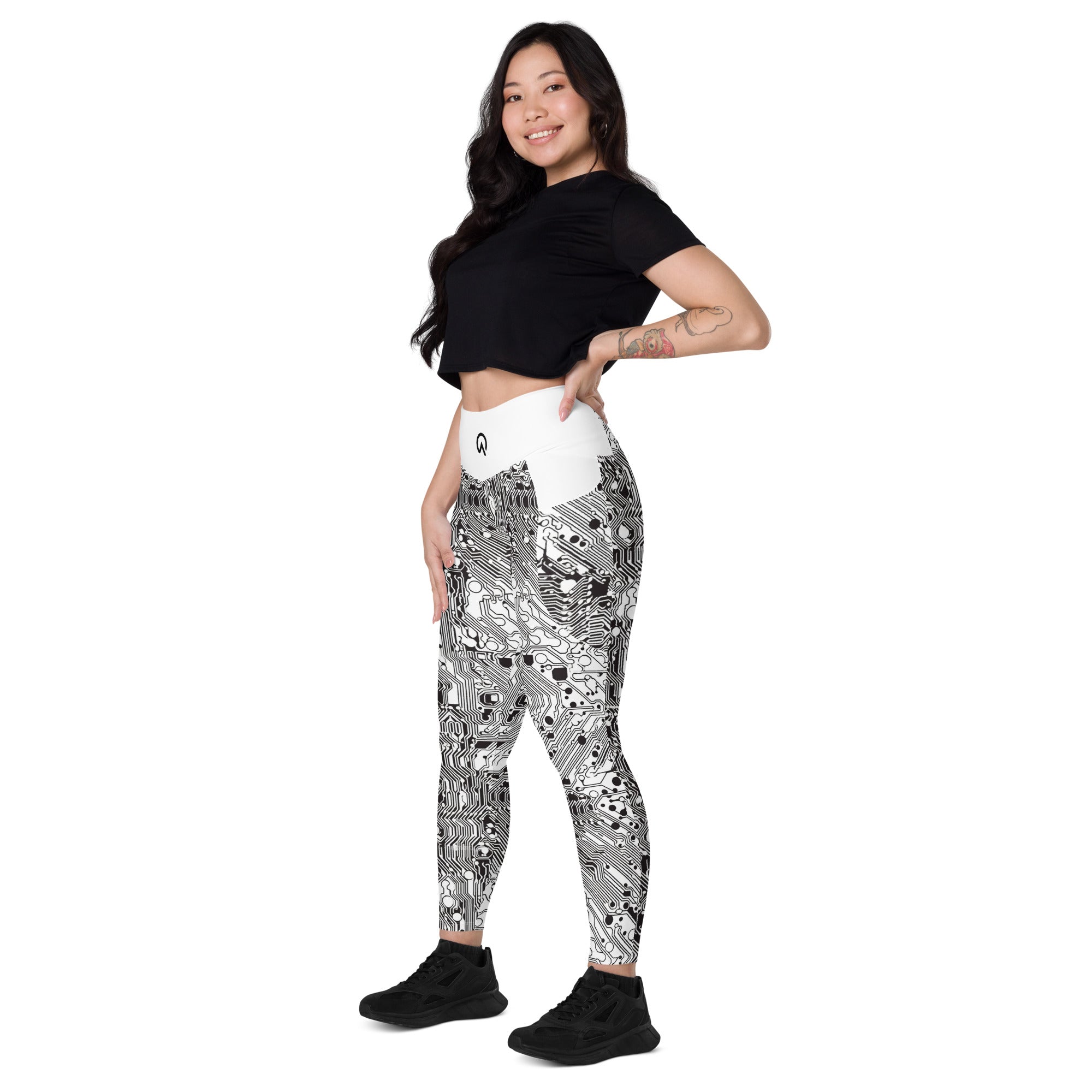 White Digital Leggings with pockets