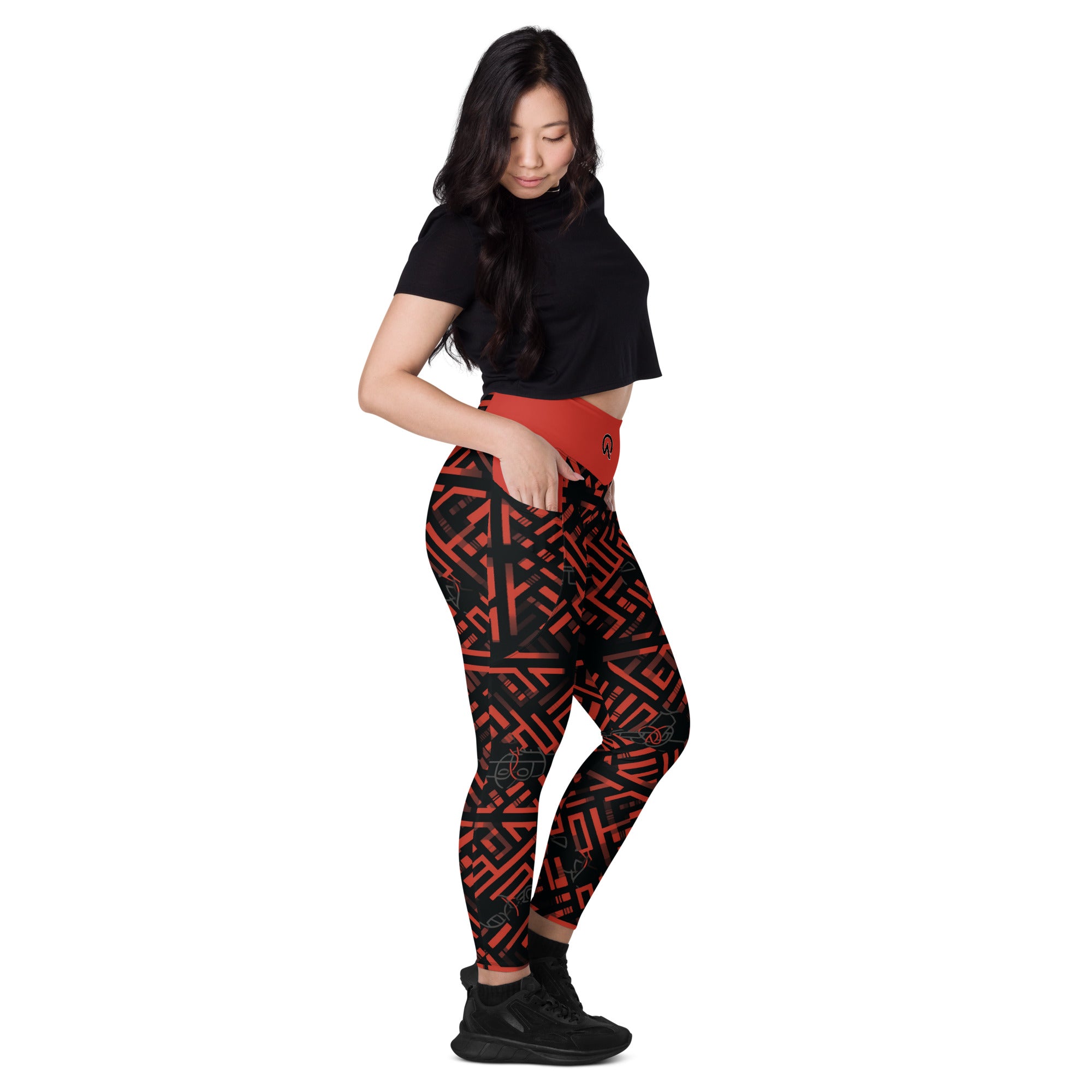 Tribal (Red) Leggings with pockets