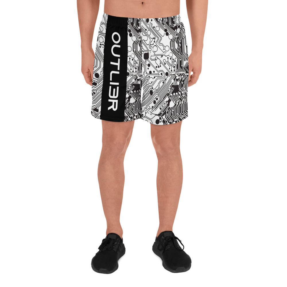 White Digital Men's Athletic Shorts