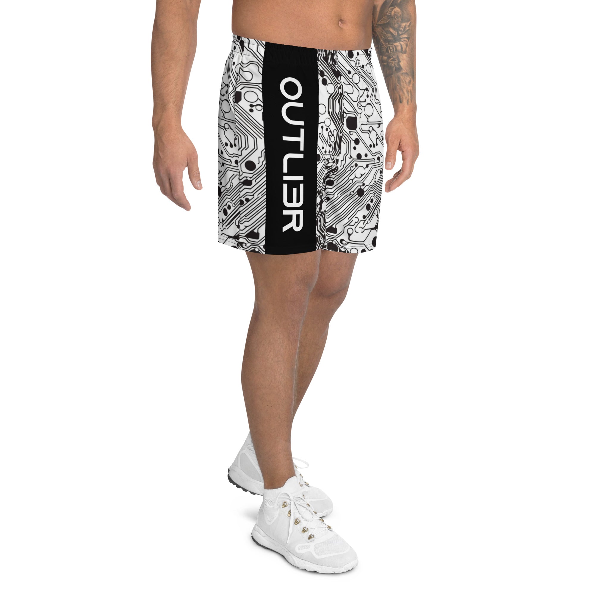 White Digital Men's Athletic Shorts