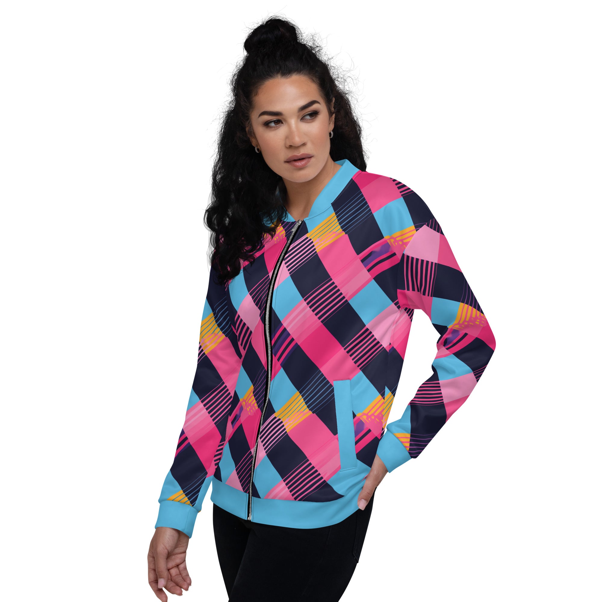 Cotton Candy Plaid Bomber Jacket