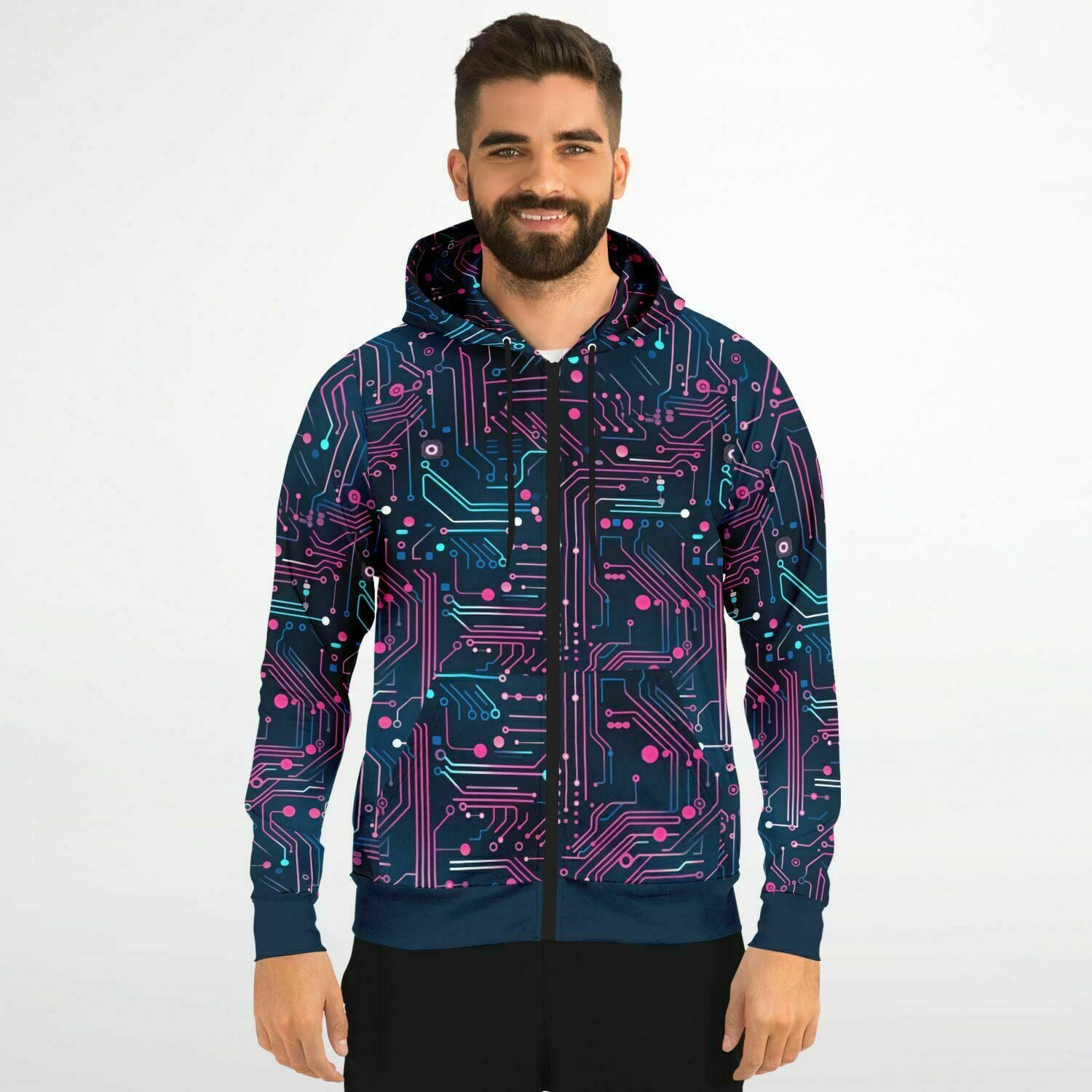 Digital (Pink & Navy) Zip-Up Hoodie